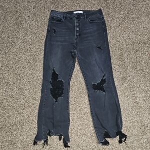 HIDDEN Womens Black Distressed Jeans. Sz 30/26!! Super Cute,button Fly #Buckle